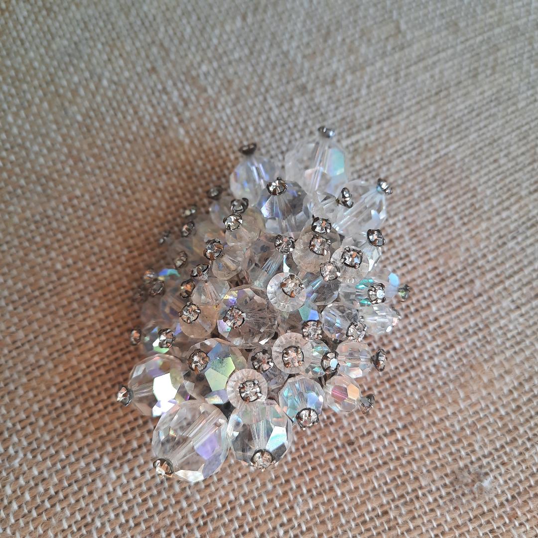 Vintage Crystal Pin Silver Toned