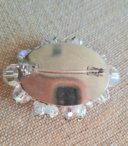 Vintage Crystal Pin Silver Toned