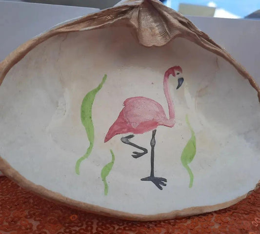 Clam Shell Art Pink Flamingo