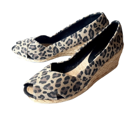 Ralph Lauren Peep Toe Espafrilles Wedge size 9 women's Leopard Print