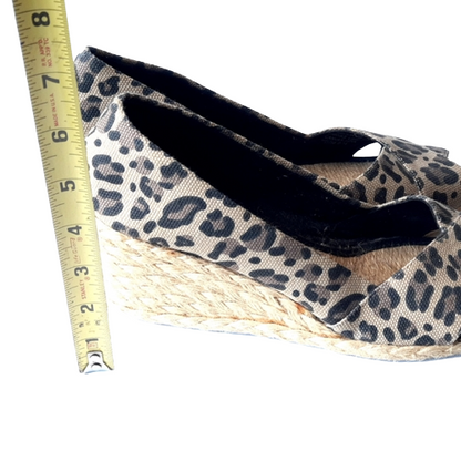 Ralph Lauren Peep Toe Espafrilles Wedge size 9 women's Leopard Print