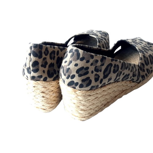 Ralph Lauren Peep Toe Espafrilles Wedge size 9 women's Leopard Print