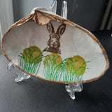 Clam Shell Art Bunny Hiding In Cabbage