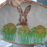 Clam Shell Art Bunny Hiding In Cabbage