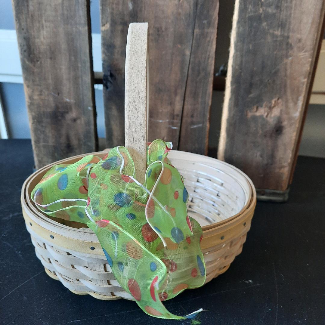 Signed Longaberger 2002 Edition Wood Basket Yellow