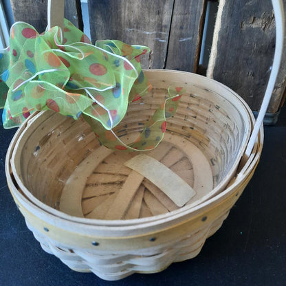 Signed Longaberger 2002 Edition Wood Basket Yellow