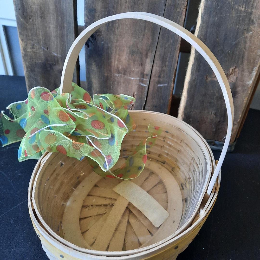 Signed Longaberger 2002 Edition Wood Basket Yellow